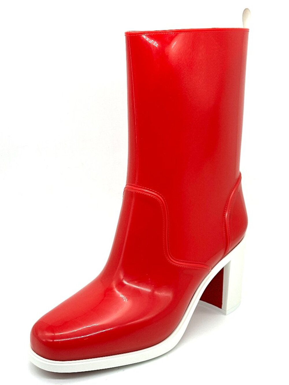 Christian Louboutin LOUBIRAIN 70 PVC Rubber Rain Rainboots Block Heel Boots - Picture 3 of 14